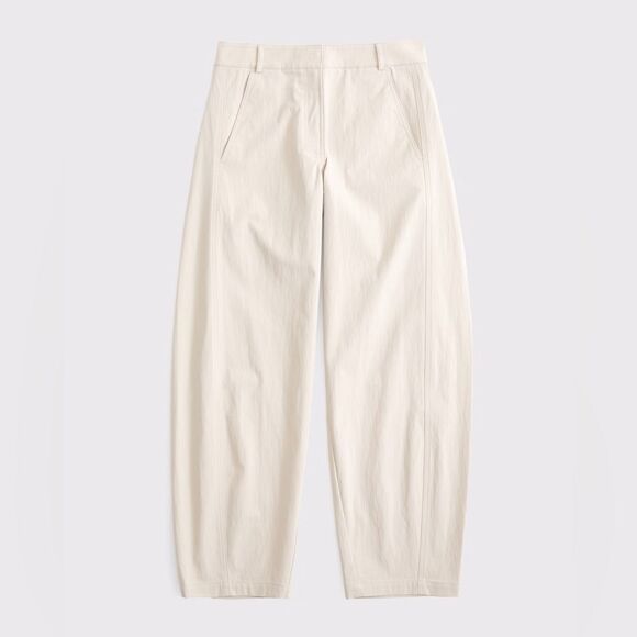 🆕 Abercrombie & Fitch | Mid Rise Barrel Pant | Ash Light Tan Trousers - Picture 6 of 7